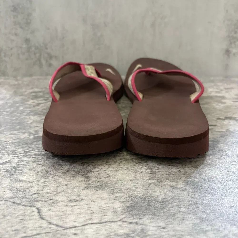 Vintage Nike Celso Thong Sandals Womens Size 10 Camo Pink Brown Y2K 314870-221